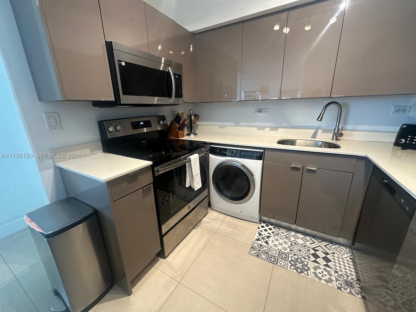 1500 Bay Road, Unit 1528S Miami Beach, FL 33139 - Photo 10 of 29 a kitchen with a stove and a sink