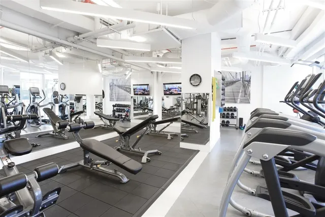 a view of a room with gym equipment