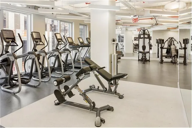 a view of a room with gym equipment