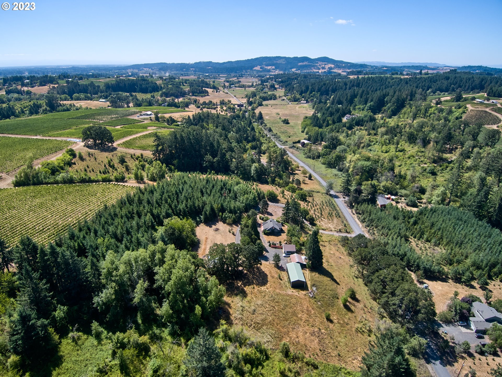 20140 Northeast Dopp Road Newberg, OR 97132 - Photo 45 of 46 an aerial view of residential houses with outdoor space and trees