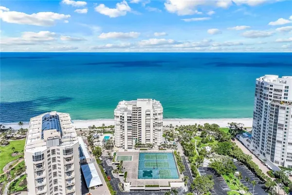 a view of a city with tall buildings