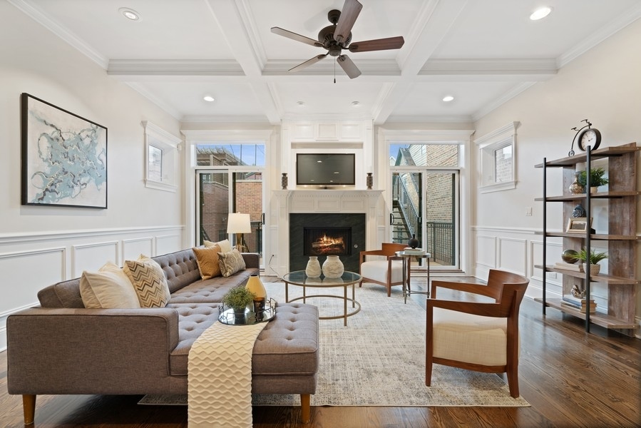 1904 West Wolfram Street Chicago, IL 60657 - Photo 10 of 56 a living room with furniture and a fireplace