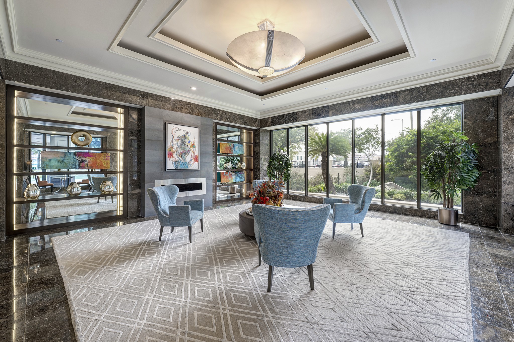 2001 Holcombe Boulevard, Unit 2304 Houston, TX 77030 - Photo 16 of 19 a living room with furniture and a floor to ceiling window