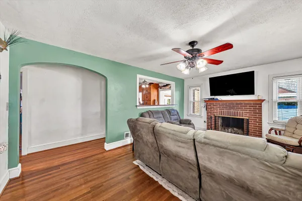 a living room with furniture
