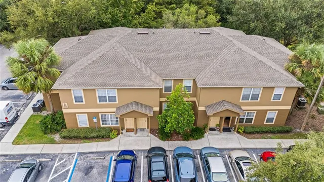 an aerial view of a house