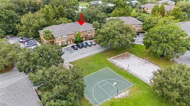 an aerial view of a house