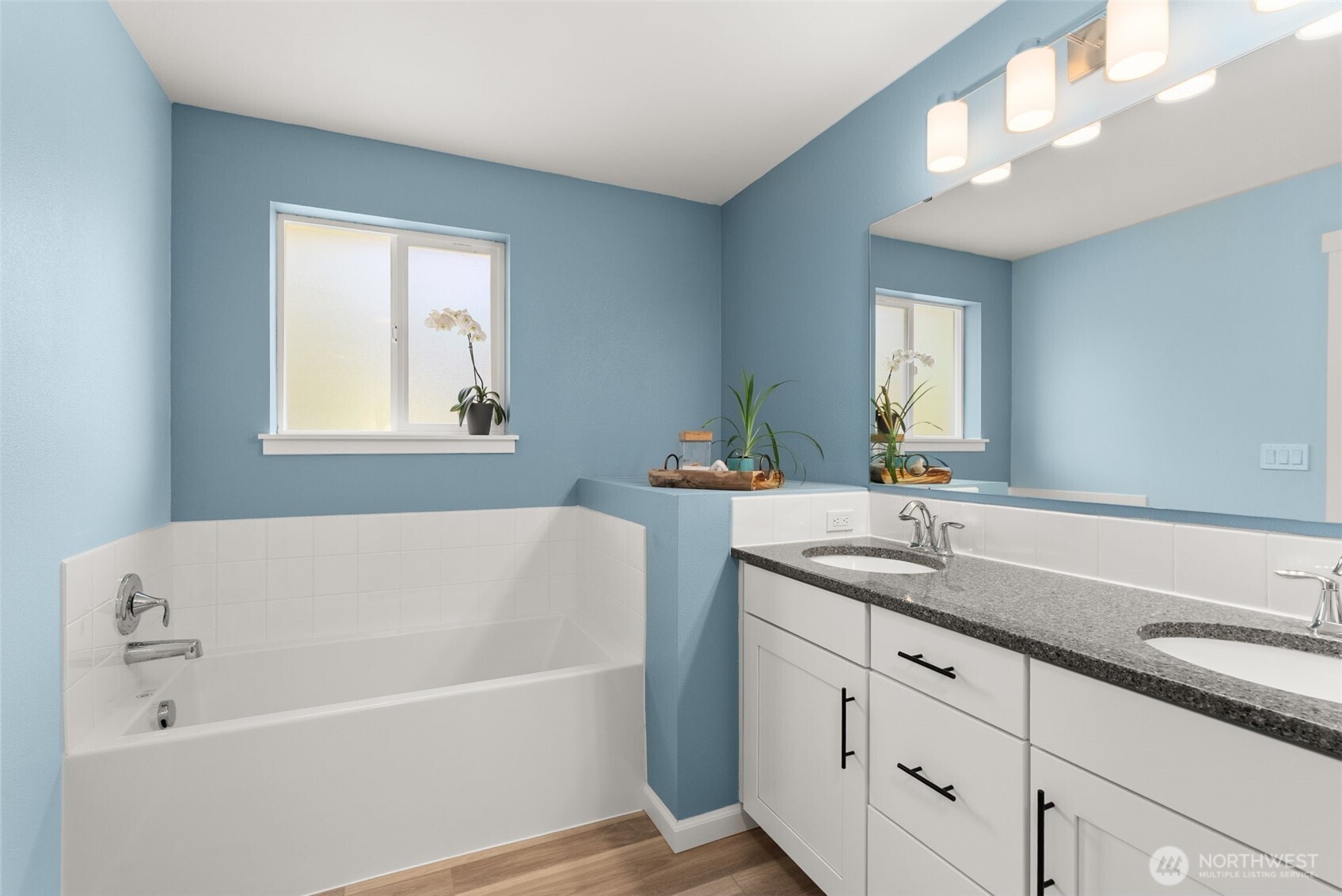 317 Cousins Road Chehalis, WA 98532 - Photo 17 of 40 a bathroom with a tub a sink and mirror
