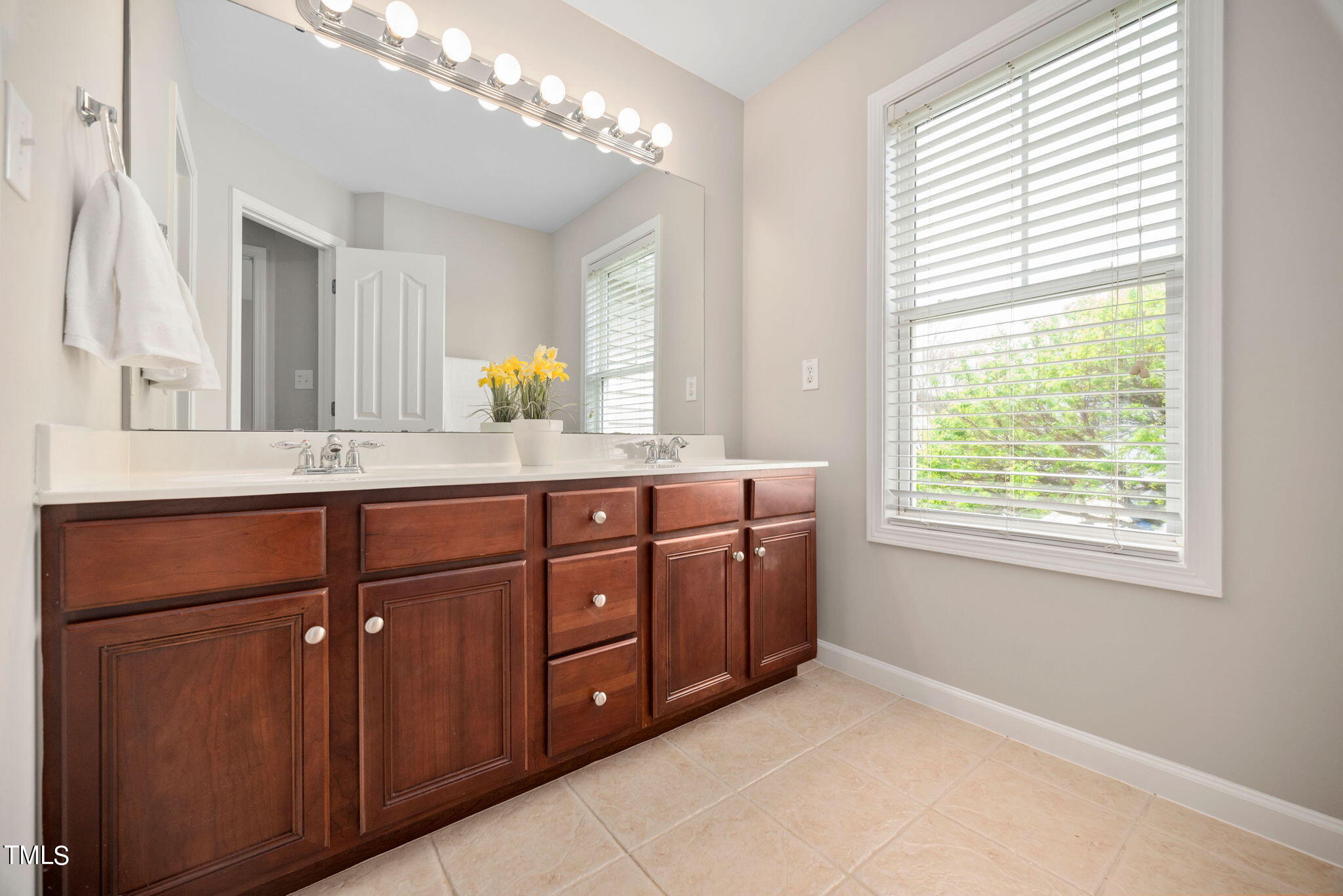 8620 Benzinger Drive Raleigh, NC 27613 - Photo 24 of 51 a bathroom with a double vanity sink and a window
