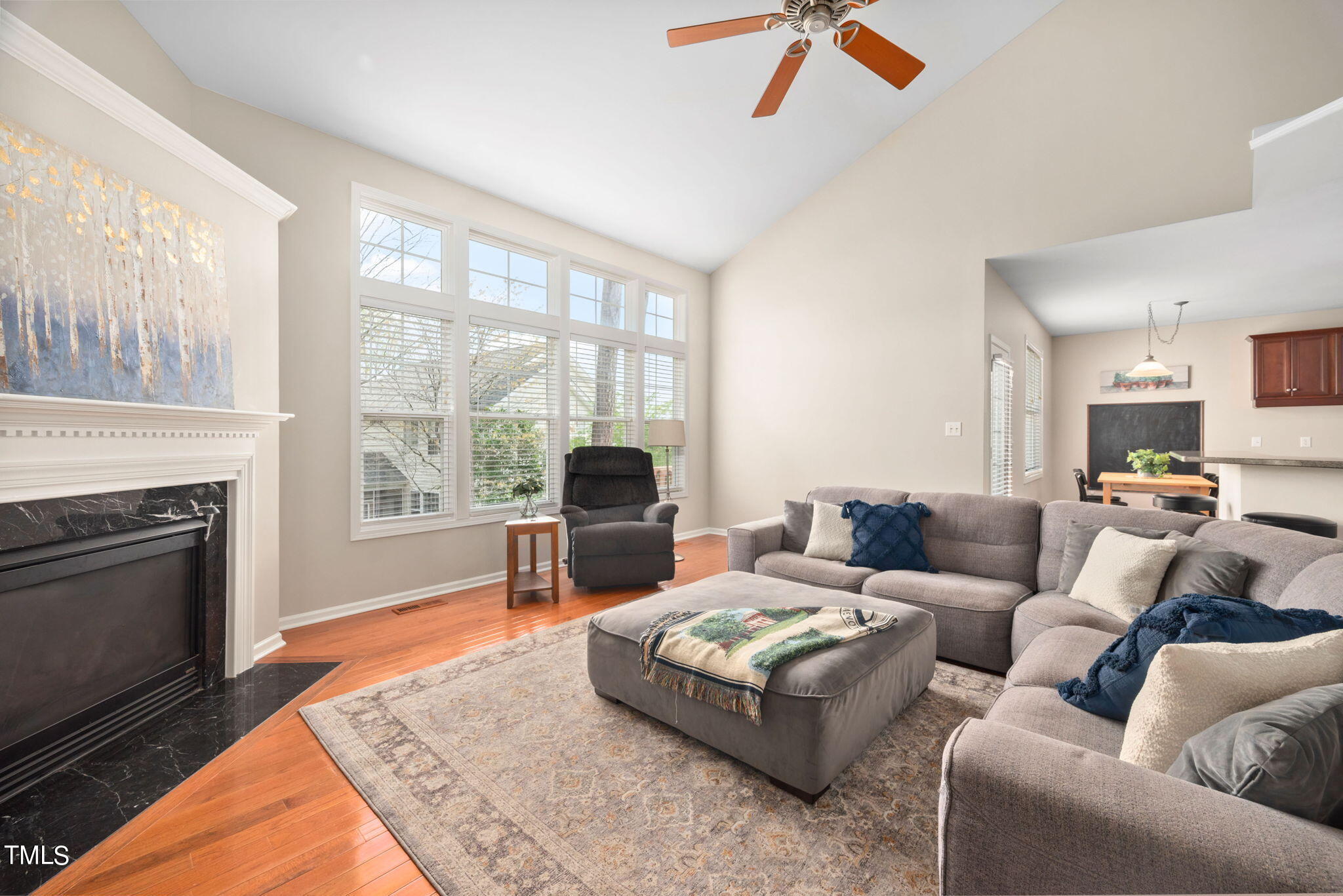 8620 Benzinger Drive Raleigh, NC 27613 - Photo 8 of 51 a living room with furniture or couch and a fireplace
