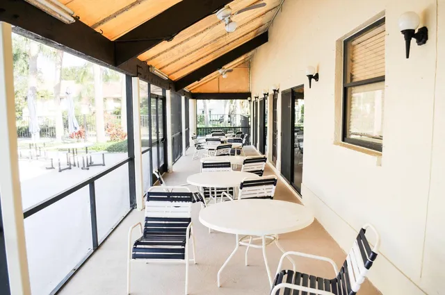 a view of a dining area with furniture