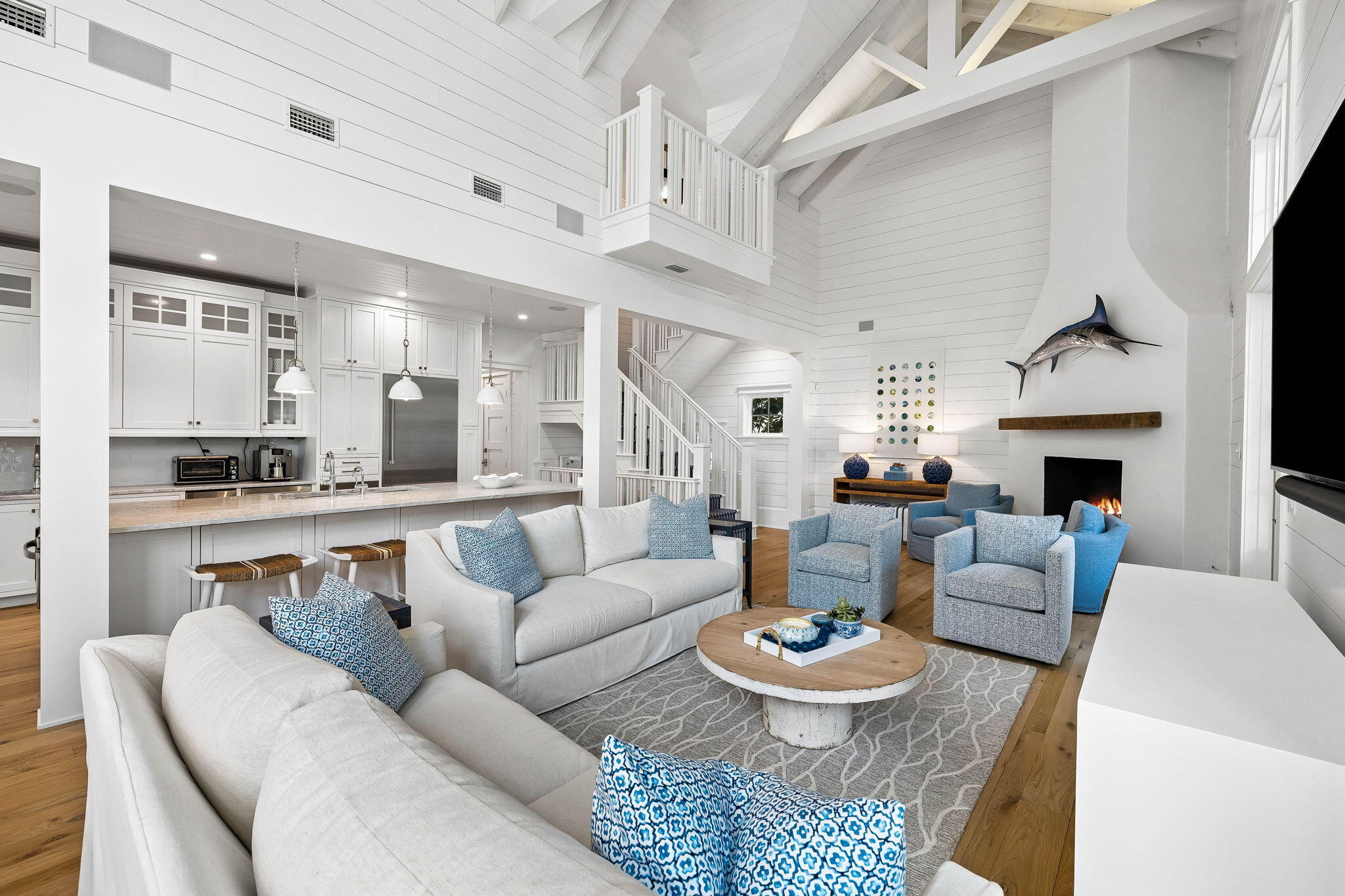 51 Shingle Lane Inlet Beach, FL 32461 - Photo 24 of 71 a living room with furniture and a fireplace