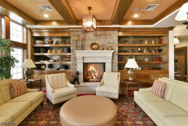 a view of a living room and dining room