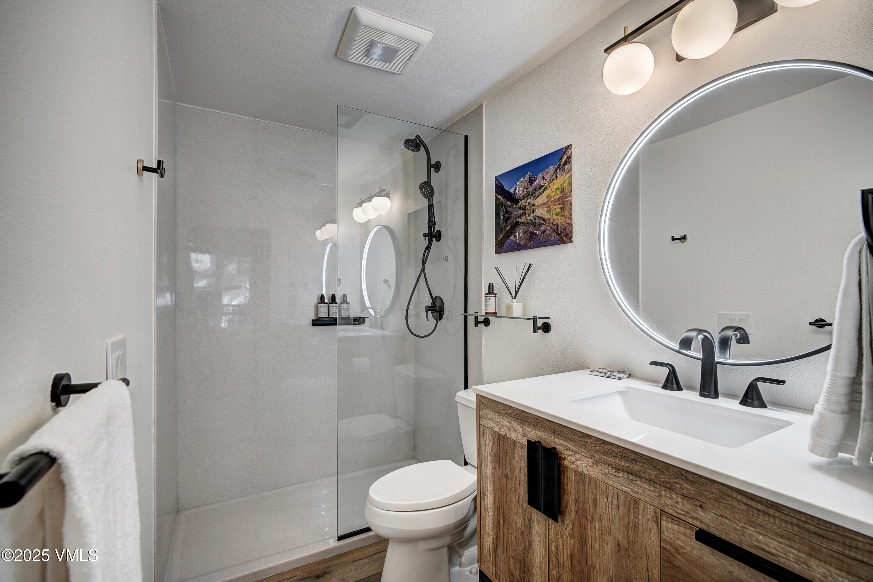 120 Willow Bridge Road, Unit 2H Vail, CO 81657 - Photo 13 of 15 a bathroom with a sink a toilet and shower