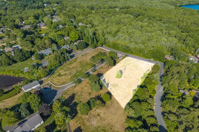 view of a forest with a house