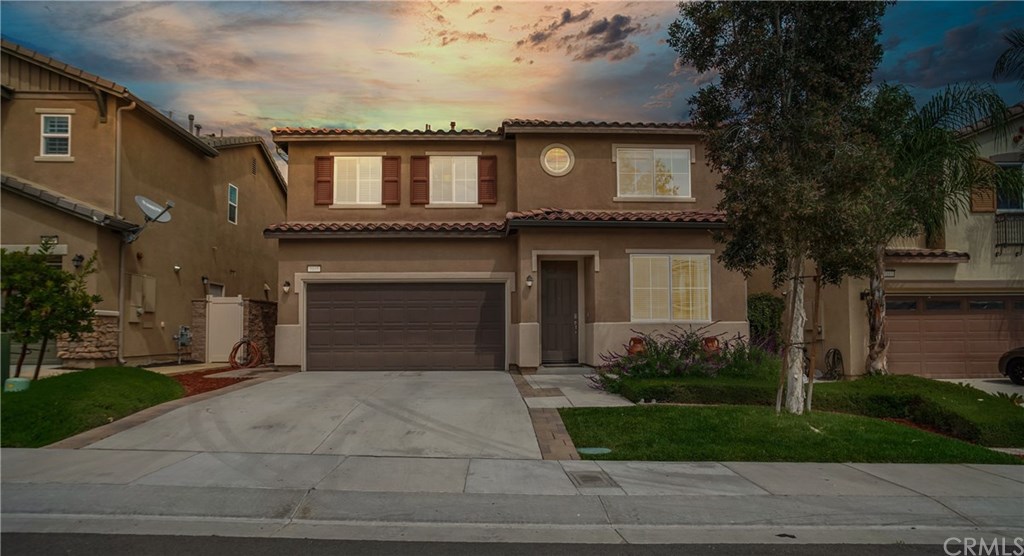 3105 Eastman Court Riverside, CA 92503 - Photo 1 of 1 Welcome home to your stunning"Brenna" Richmond American 4 bedroom/ 3 bath home. Inside the gated community of Riverwalk Vista this home sits on a cul de sac street. Well manicured , easy to maintain yard with flowers/tree/grass/red mulch. 2 Story, tan with brown trim, 2 car garage. Dual pane windows with white vinyl blinds. Darling round bay window sets this model apart from the rest.