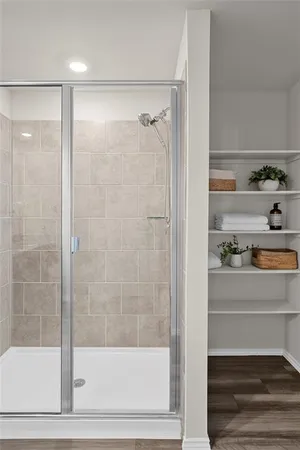 a bathroom with a shower