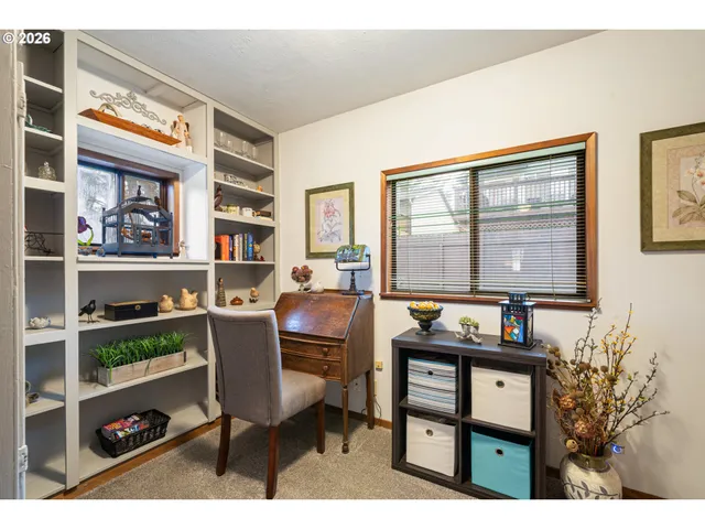 a workspace with furniture