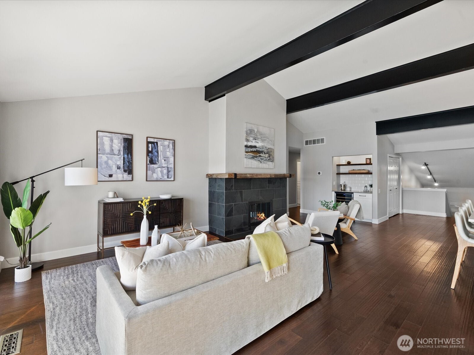 17412 Northeast 40th Place, Unit A6 Redmond, WA 98052 - Photo 14 of 40 a living room with furniture and a fireplace