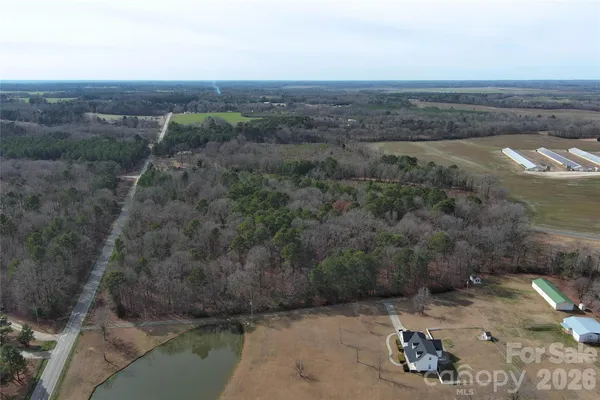 a view of a dry yard with wooden fence