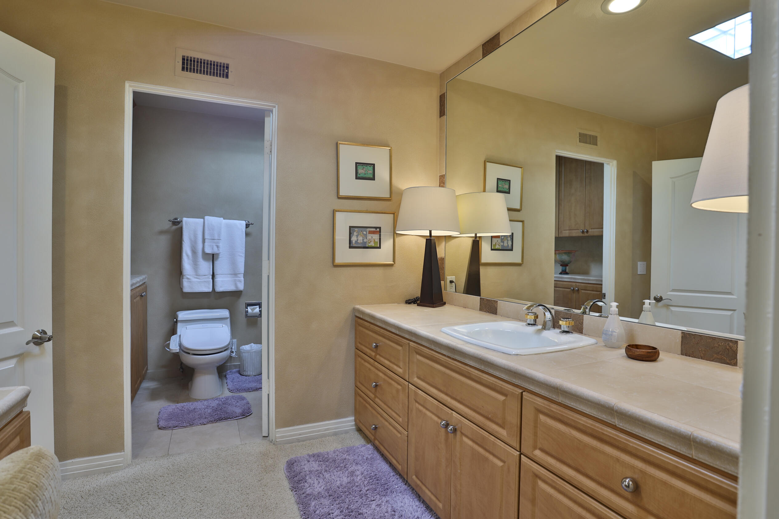 45735 Pawnee Road Indian Wells, CA 92210 - Photo 63 of 74 a bathroom with a granite countertop sink toilet and shower
