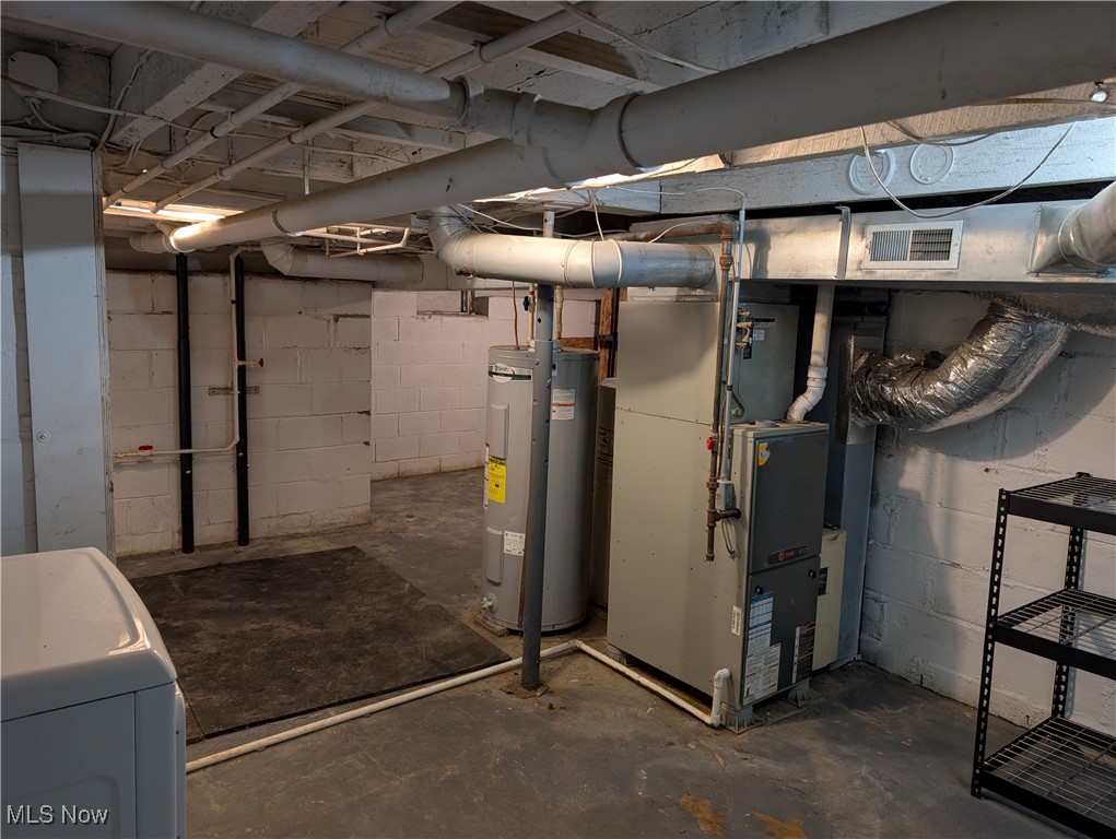 10143 Pleasant Road Pleasant City, OH 43772 - Photo 27 of 32 Unfinished below grade area with water heater, washer / dryer, and heating unit