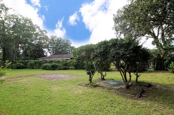 a view of backyard with green space