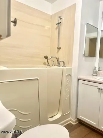 a bathroom with a sink and a vanity