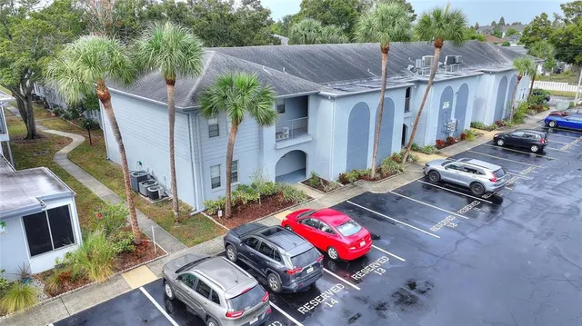an outdoor space with patio furniture