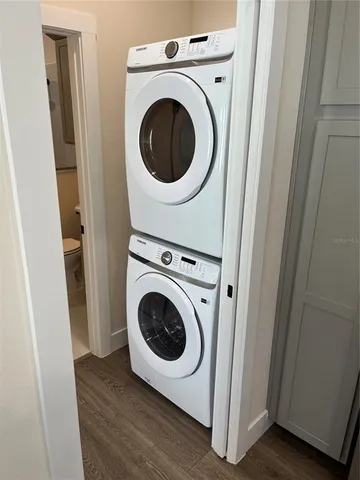 a utility room with dryer and washer
