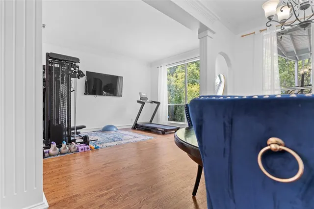 a bedroom with furniture and a bed