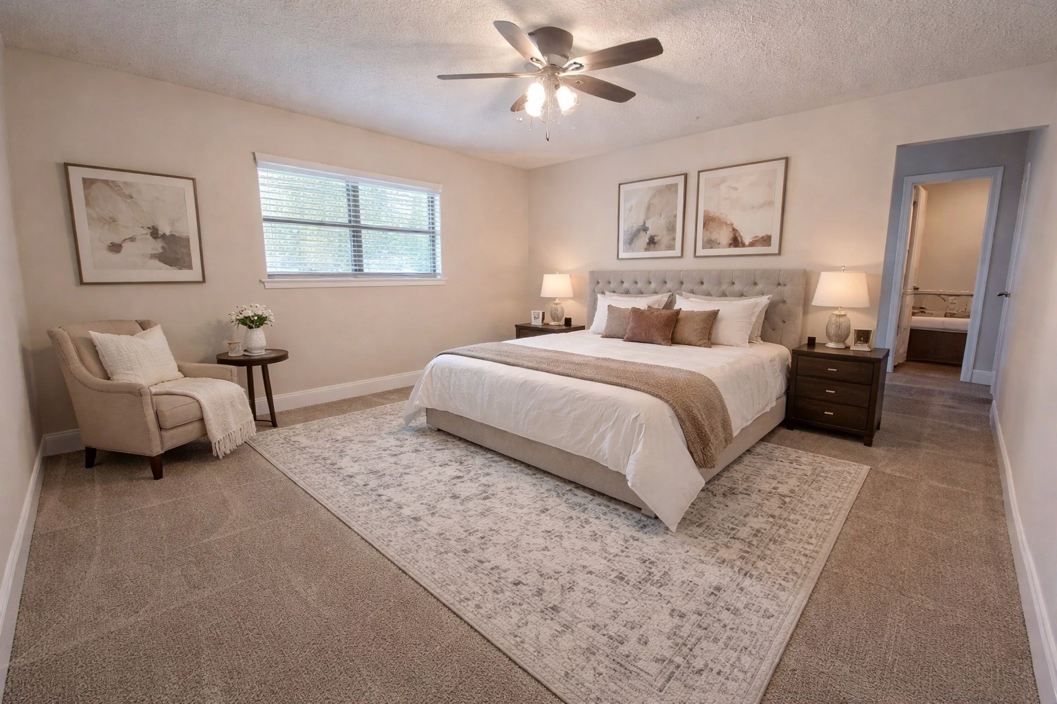 19103 Whitewood Drive Spring, TX 77373 - Photo 13 of 30 a bedroom with a bed couches chair and a large window