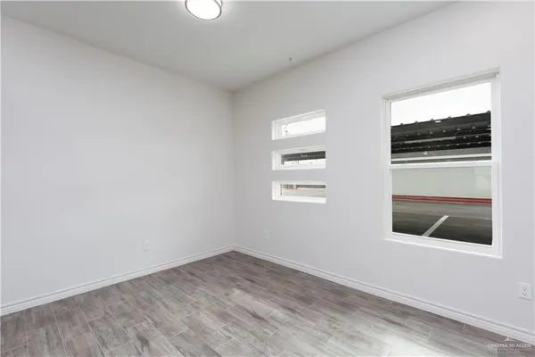 a room with a hallway and closet