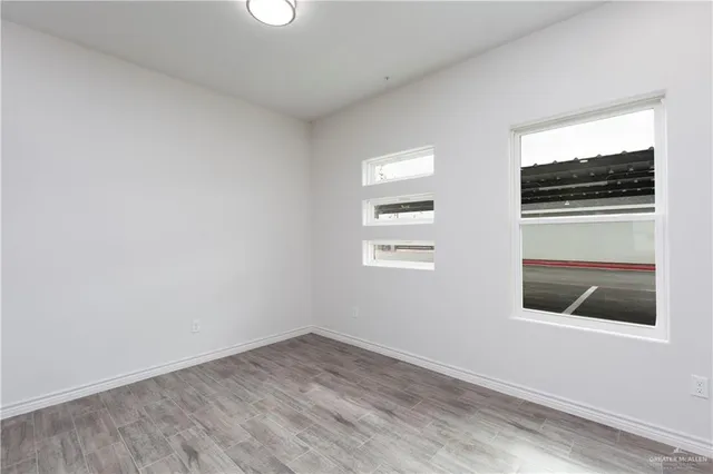 a room with a hallway and closet