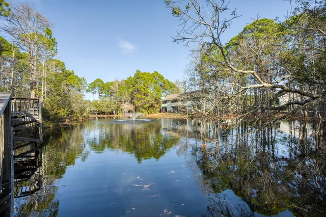 a view of a lake with houses