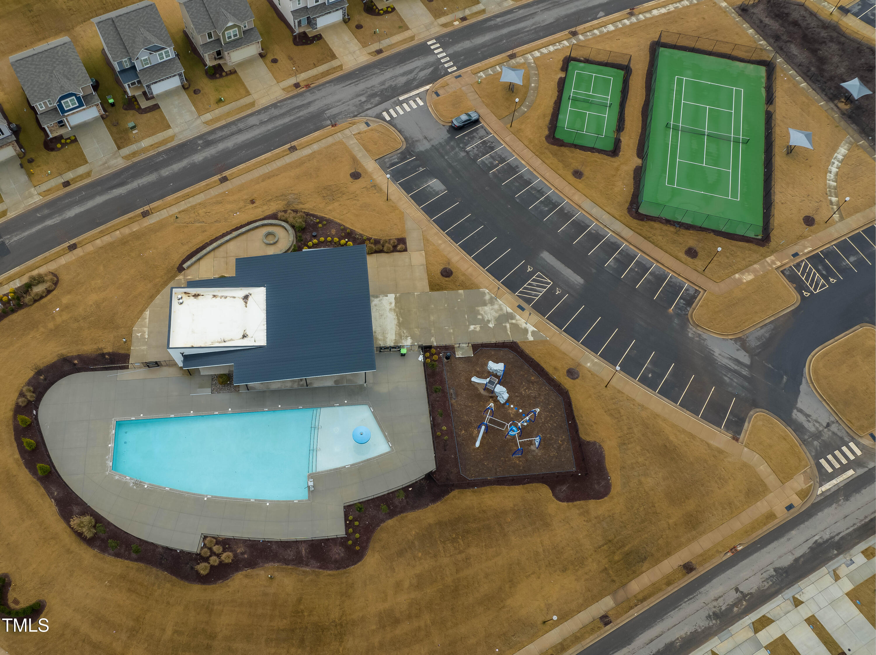 964 Channel Drop Loop Zebulon, NC 27597 - Photo 15 of 30 an aerial view of a house with a swimming pool