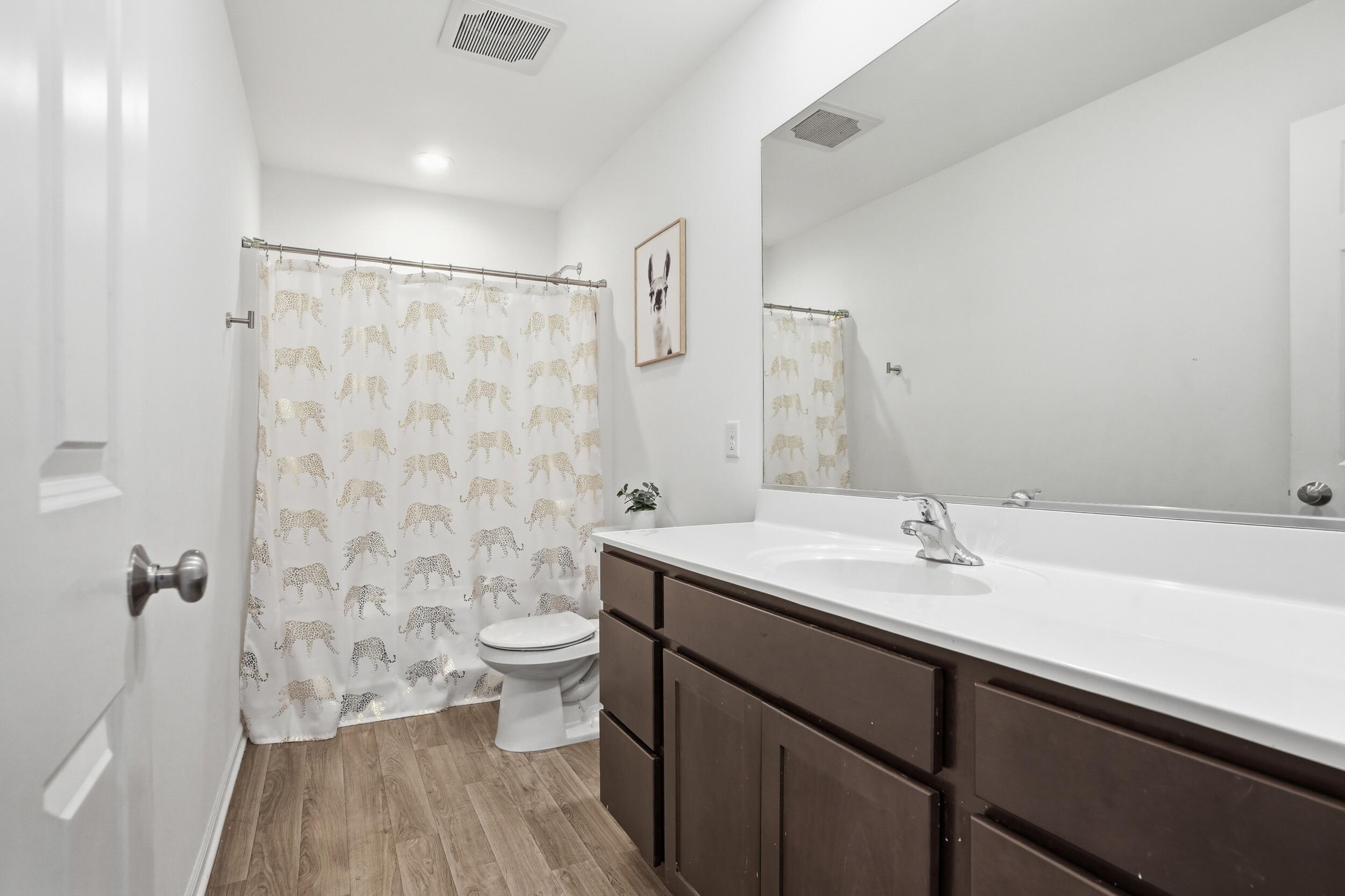 8658 Valley Forge Way Lowell, IN 46356 - Photo 15 of 23 a bathroom with a sink a toilet a shower and a mirror