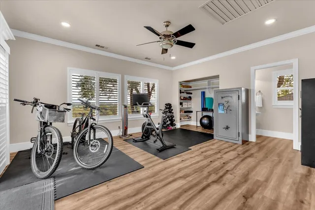 a view of a room with gym equipment