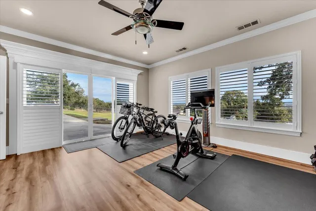 a view of a room with gym equipment