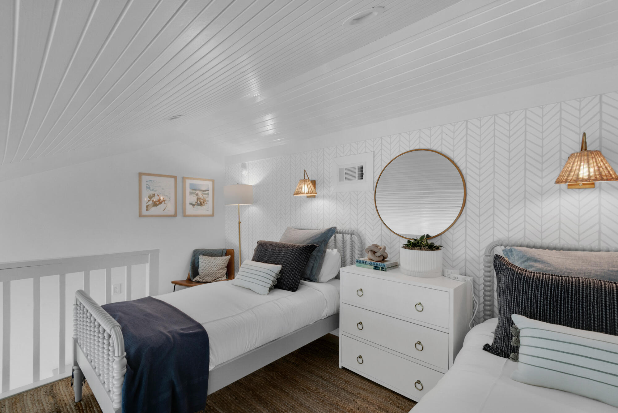 4984 West County Highway 30A, Unit 5B Santa Rosa Beach, FL 32459 - Photo 15 of 46 a bedroom with a bed and a chandelier