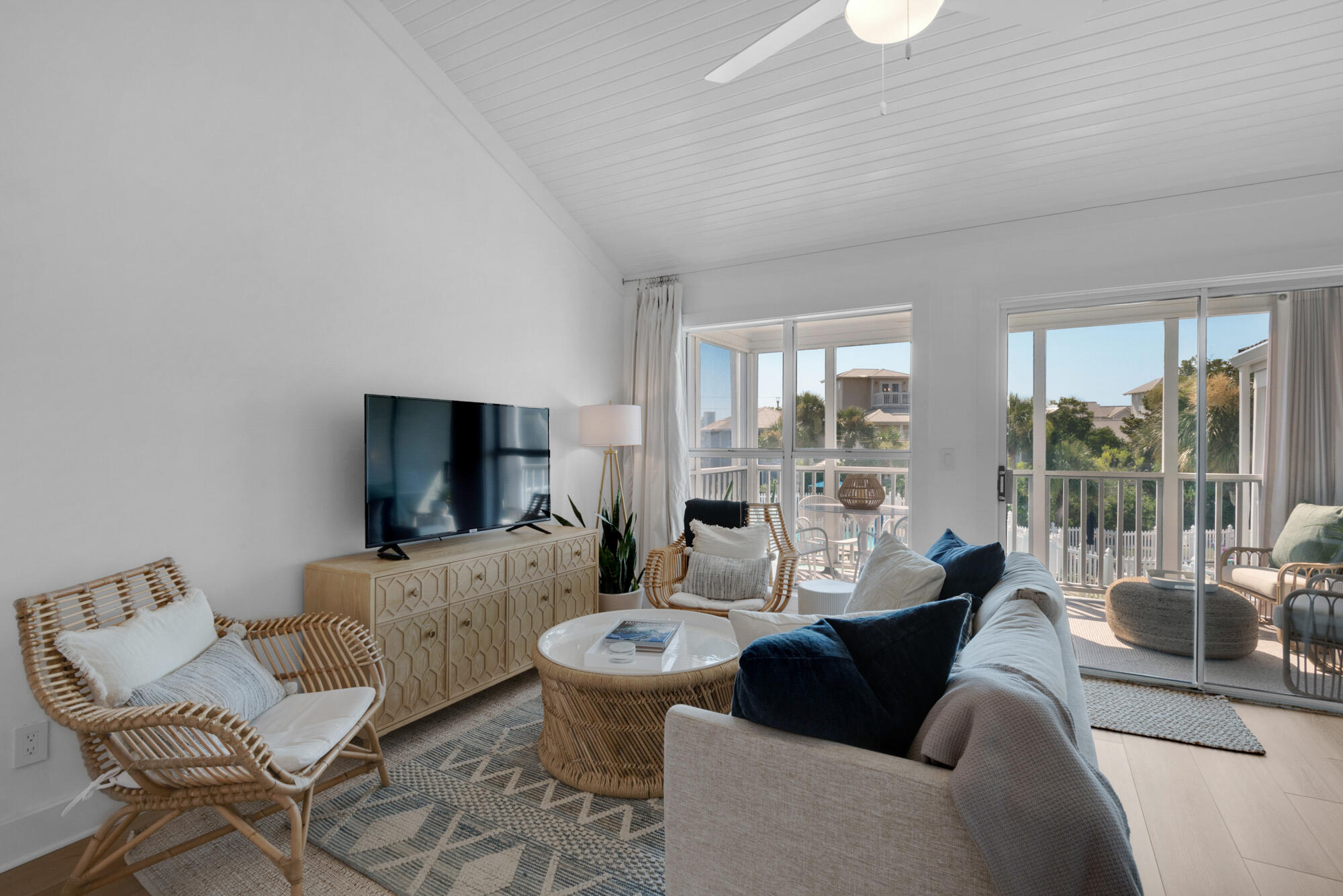4984 West County Highway 30A, Unit 5B Santa Rosa Beach, FL 32459 - Photo 22 of 46 a living room with furniture and a flat screen tv