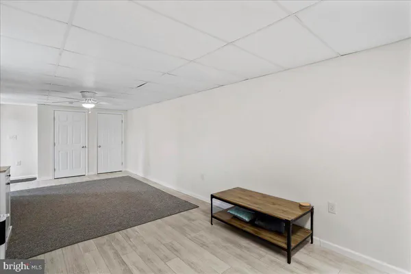 a view of a room with a bench