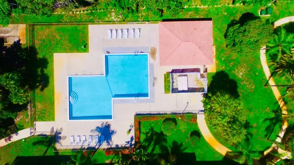 an aerial view of a house