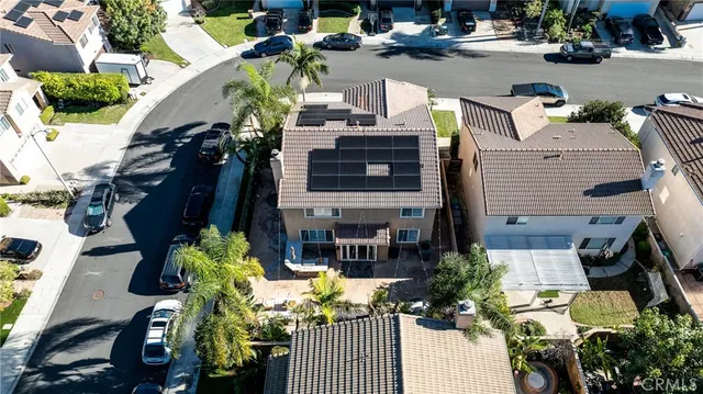 an aerial view of a house
