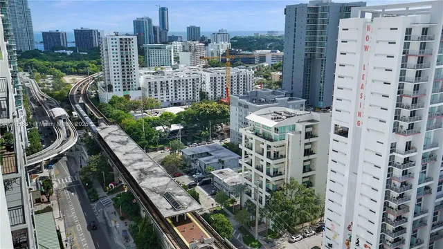 a city view with tall buildings