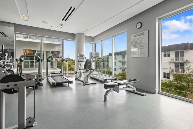 a view of a room with gym equipment