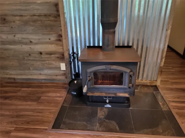 a living room with a fireplace