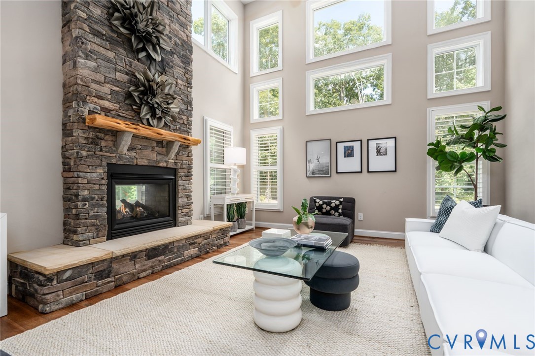 12653 River Road Henrico, VA 23238 - Photo 11 of 35 Stone fireplace with live oak mantle bring warmth