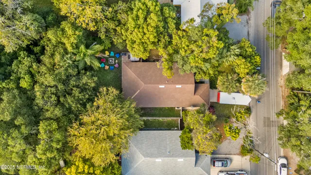 an aerial view of a residential houses
