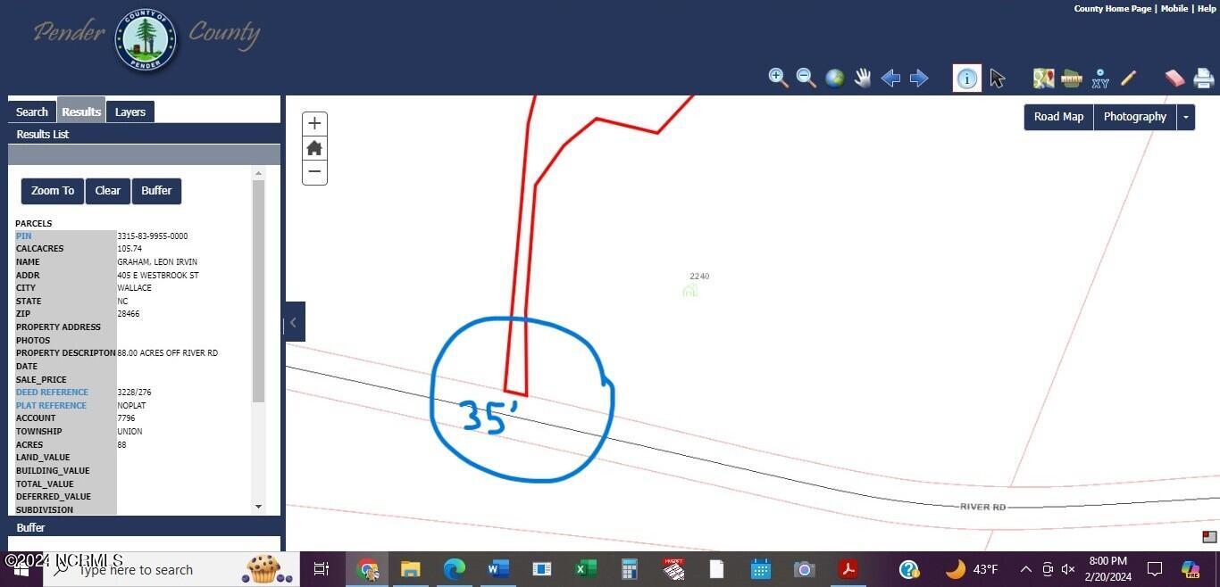 0 River Road Willard, NC 28478 - Photo 16 of 18 20240220_000.River.Rd_PCGIS_shows.Road.F