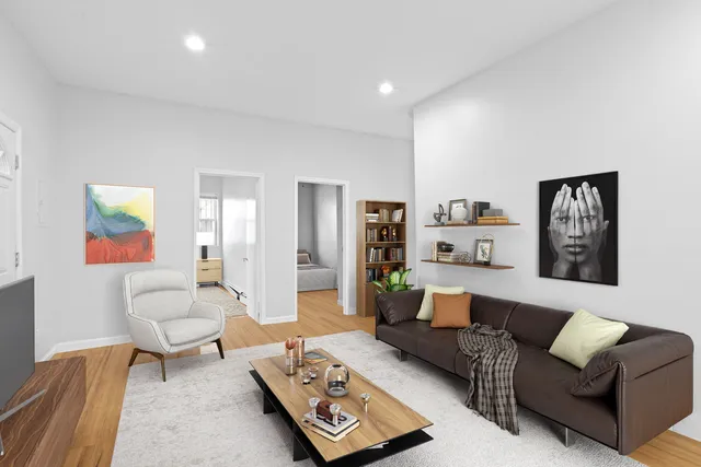 a living room with furniture and a couch